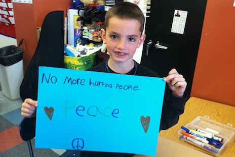 Martin's message, penned at school