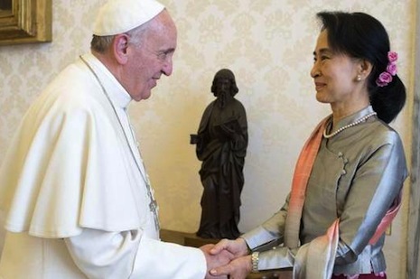 Pope Francis receives Myanmar's Aung San Suu Kyi