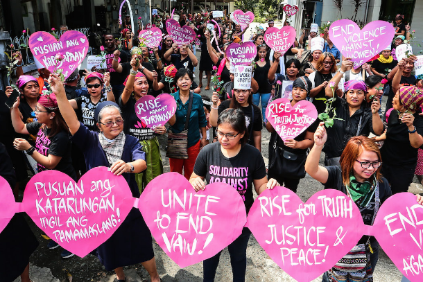 Filipino women mark Valentine's Day with protest dance