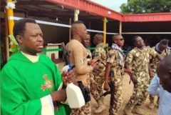 Nigerian military men join Mass after fending-off Boko Haram