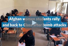 Afghan women students rally and back to class after bomb attacks