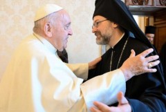 Pope Francis greets delegation of Orthodox leaders