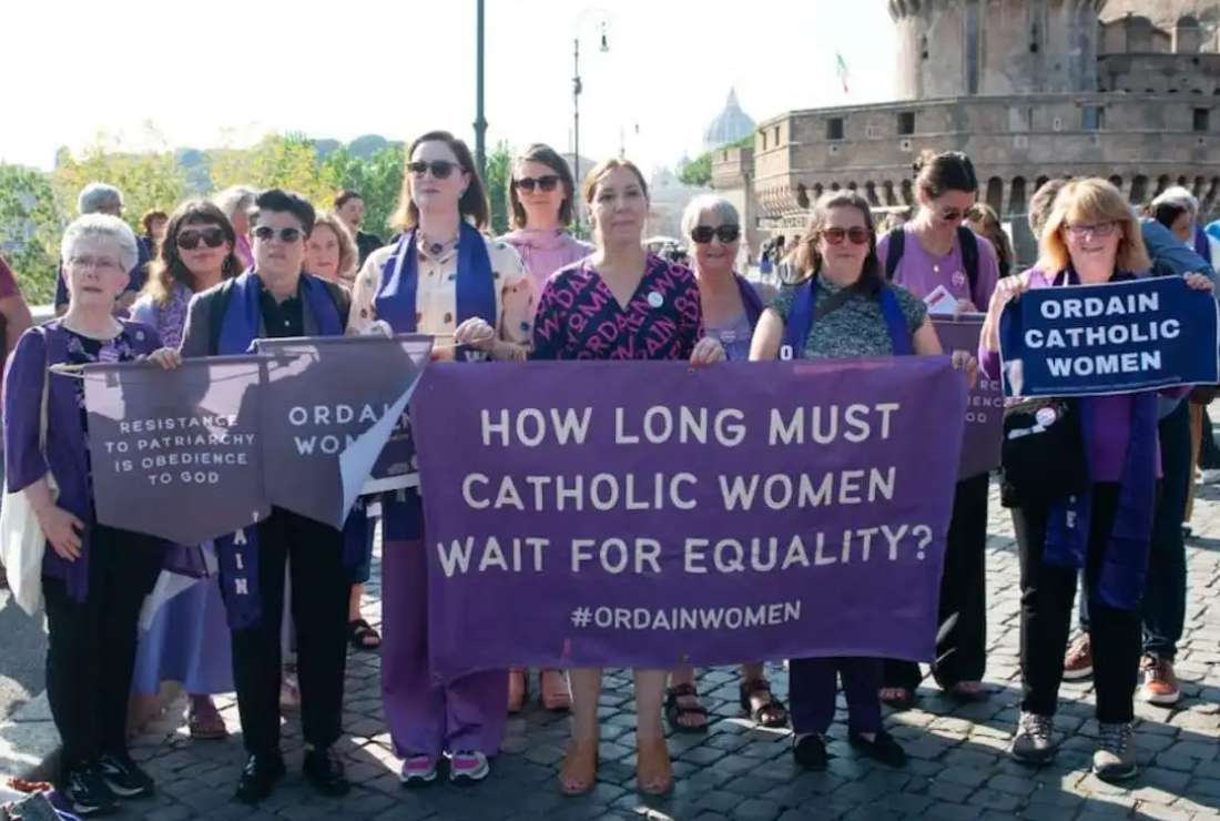 Women's groups demonstrate at the Vatican demanding the Synod of Bishops listen to all sections of women to do justice to them in the Church.