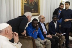 Pope welcomes migrant he's been praying for