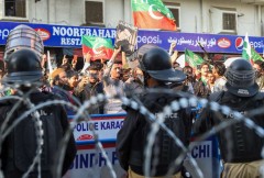 Pakistan police clash with Khan supporters at poll protests