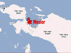 A map showing the floods and mudslides that hit Wasior in West Papua